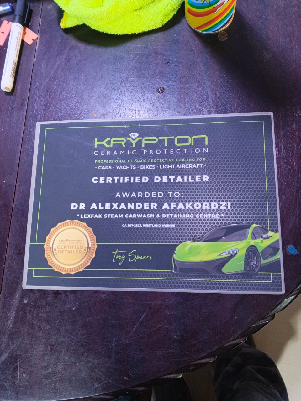 Krypton Ceramic Protection Certificate