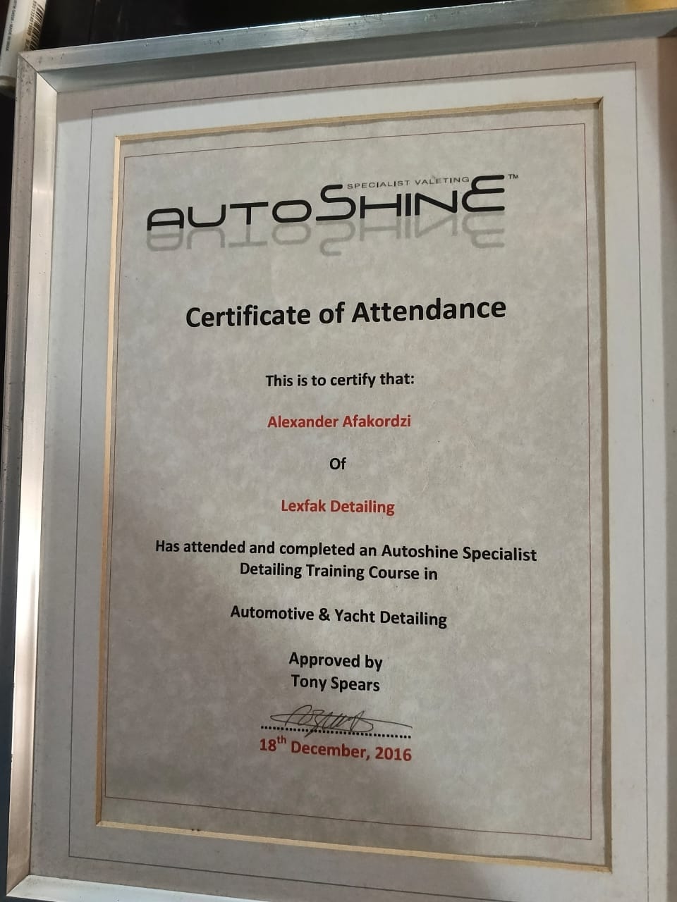 CoverWrap Automotive Wrapping Certificate